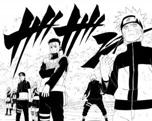 Escena del manga. Naruto entrando en escena.