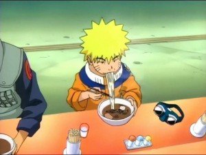 Naruto comiendo ramen, en la adaptación a anime del manga homónimo.