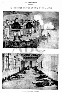 Página interior del suplemento Blanco y Negro, de ABC, que ilustra una noticia sobre la Primera Guerra Sino-japonesa. 15 de septiembre de 1894.