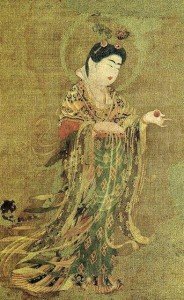 Kakemono de Kichijô-ten o diosa de la belleza y la Fertilidad (720) Yakushi-ji (Nara).