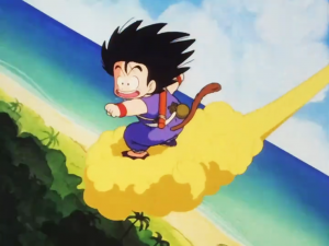 Gokû, protagonista de Dragon Ball, montado en su nube voladora.