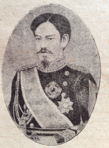 El emperador Mutsuhito, grabado del libro Dai Nipon.