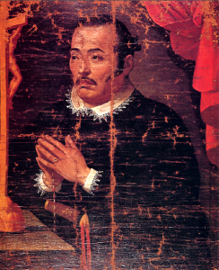 Retrato de Tsunenaga Hasekura en oración.