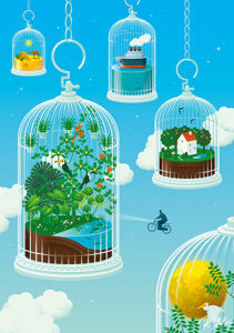 Kouzou Sakai, obra realizada para la exposición Bird realizada en Koenji (Japón).