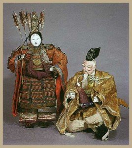 Emperatriz Jingû acompañada de Takenouchi no Sukune.