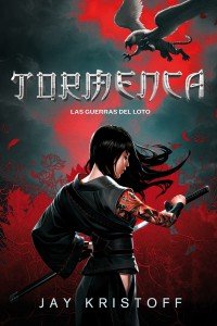 Portada de Tormenta en español, la primera entrega perteneciente a la trilogía de Las guerras del Loto.