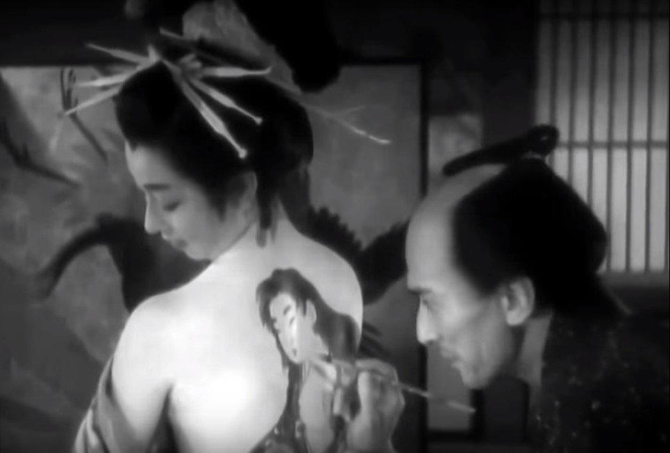 Fotograma de la película Utamaro y sus cinco mujeres (Utamaro o meguru gonin no onna, Kenji Mizoguchi, 1946).