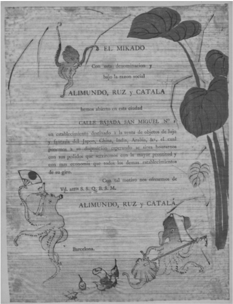 Cartel publicitario de El Mikado, 1885.